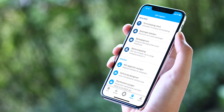 Zelf energiezaken regelen via de app
