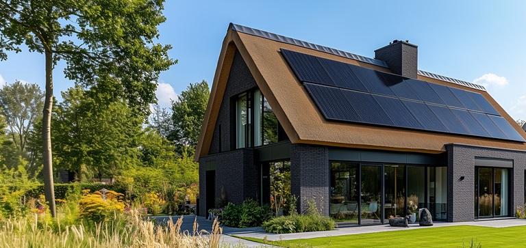 Zonnepanelen op rieten dak