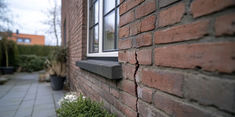 Scheur buitenmuur woning